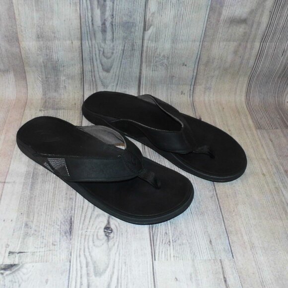OLUKAI Tuahine Black Flip Flop Sandals Mens Size 13 main image 7